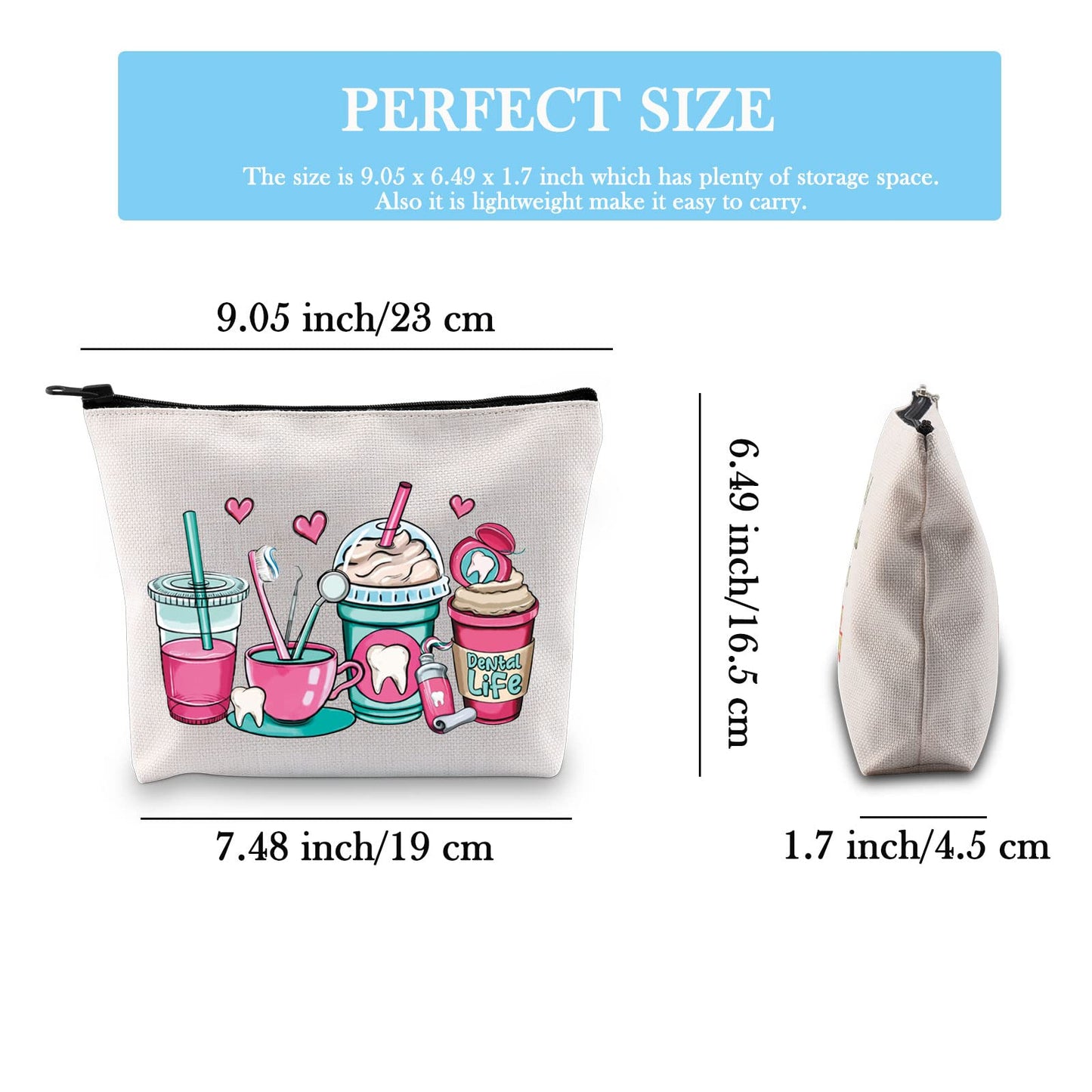 GJTIM Dentist Gift Dental Life Cosmetic Bag Nursing Dental Hygienist Gift Dental Assistant Gift Dental Graduation Zipper Pouch (Dental Life Cup)