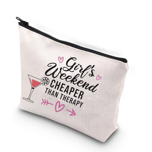 WCGXKO Weekend Cheaper Than Therapy Zipper Pouch Makeup Bag Weekend Trip Gift for Best Friend(Weekend Cheaper)