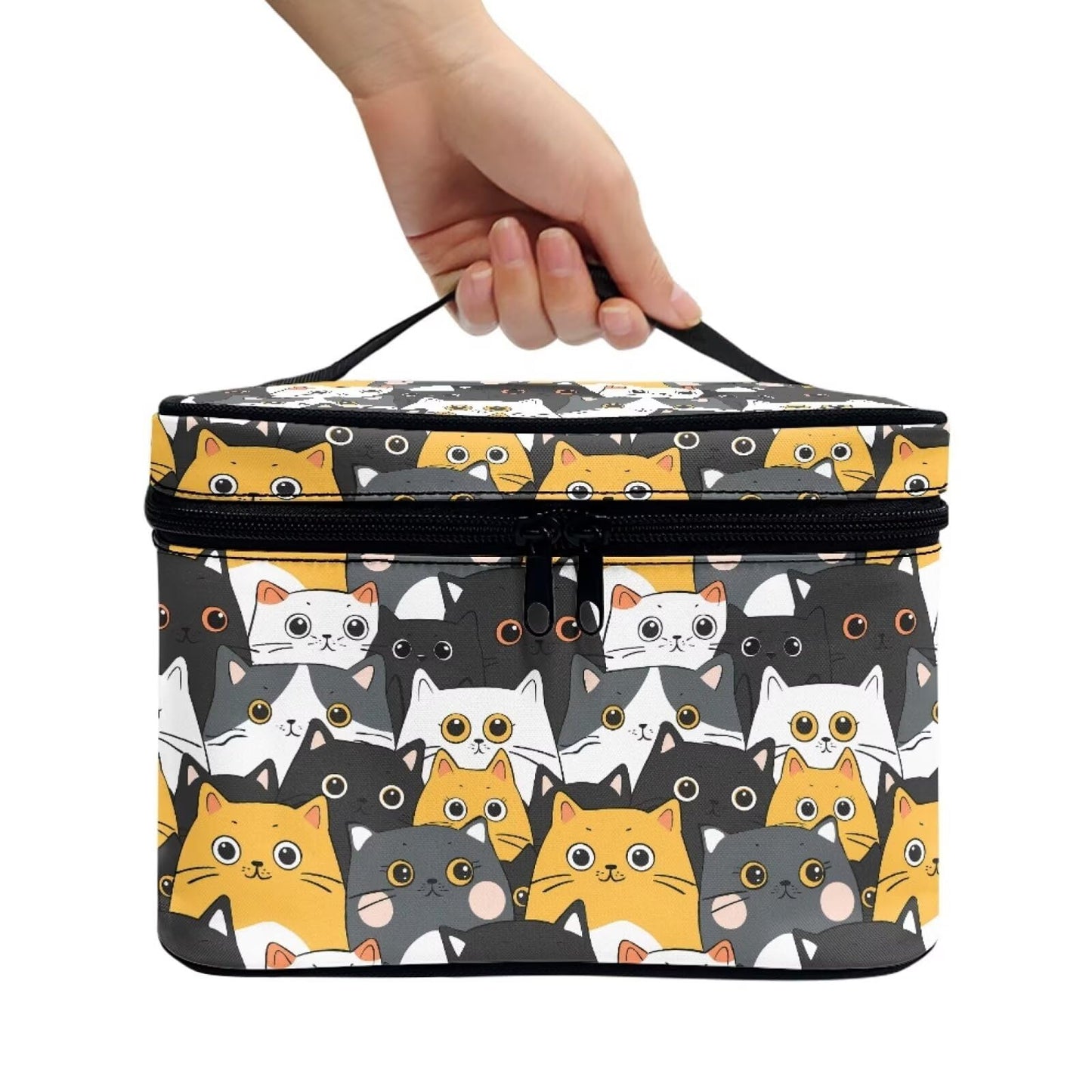 JoyLamoria Cute Cat Print Makeup Bag Pouch Cosmetic Bag Toiletry Bag Desk Cosmetics Pouch Storage Decor