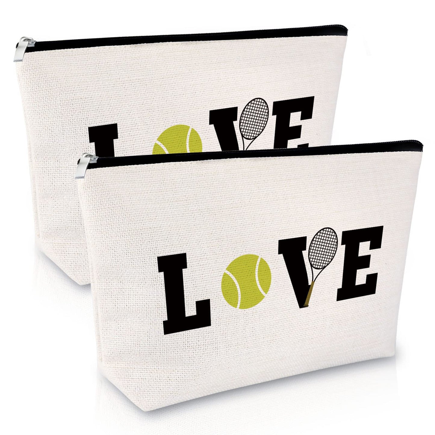 2Pcs Tennis Gift for Women Girls Makeup Bag Tennis Lover Gift Tennis Player Inspirational Gift Tennis Team Gift Tennis Coach Gift Graduation Birthday Gift for Tennis Girls Travel Cosmetic Pouch