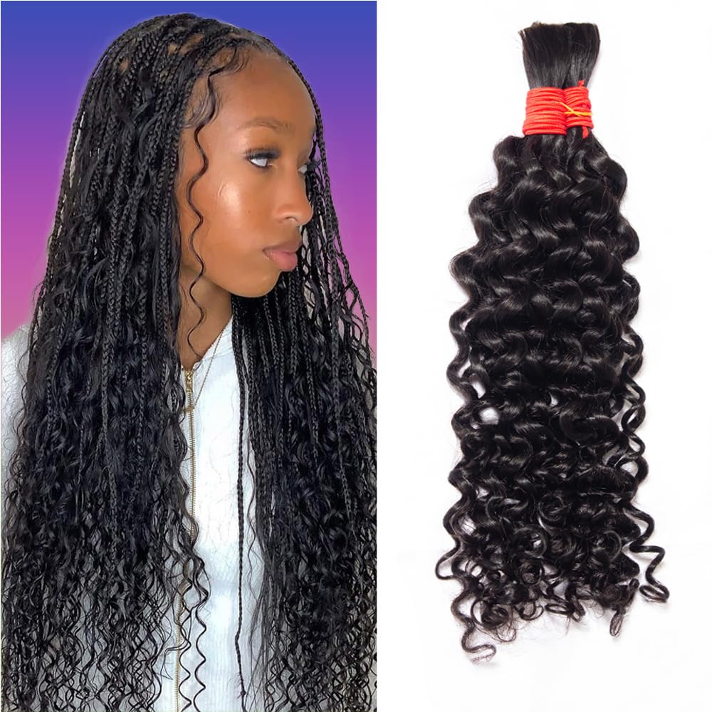 YOMIO Human Braiding Hair Water Wave Bulk 24 Inch 100g (1Pack-2Bundles) Human Hair for Braiding No Weft Human Hair Bundles for Braiding Wet and Wavy Human Hair Braiding Hair for Boho Braids