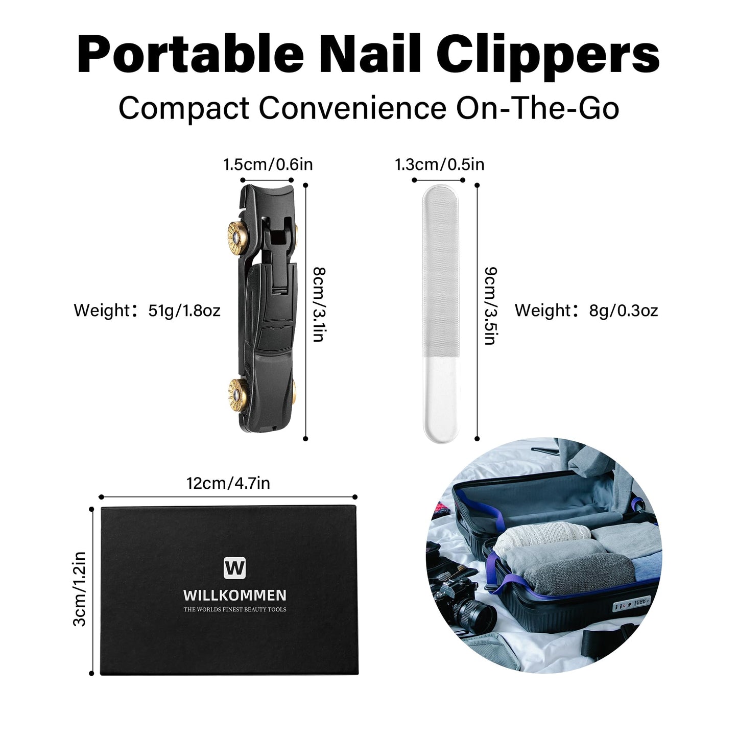 Nail Clippers for Men with Catcher, Ultra Wide Jaw Opening Nail Clippers Set, Toenail Clippers for Thick Nails Cutter for Ingrown Manicure, Pedicure, Men & Women, Black