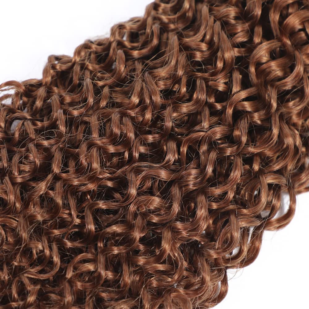 Diexrlamx Hair Color #30 Bundles Kinky Curly Reddish Brown Human Hair Bundles 16 18 20 Inch Brazilain Unprocessed Virgin Hair 3 Bundles Brown Curly Bundles Human Hair Brown Bundles