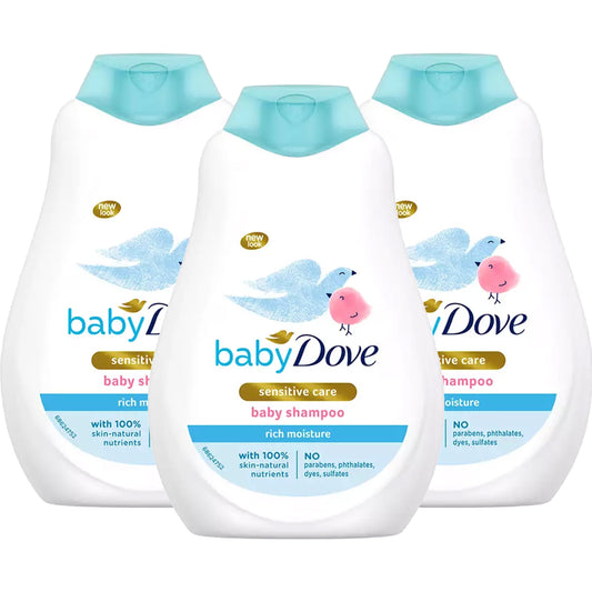 Baby Dove Rich Moisture Shampoo, 3 Pack, Tear Free Mild Formula, Light Clean Scent, hypoallergenic Gentle for Daily Use on Normal to Dry Skin, 13.5 oz. Each