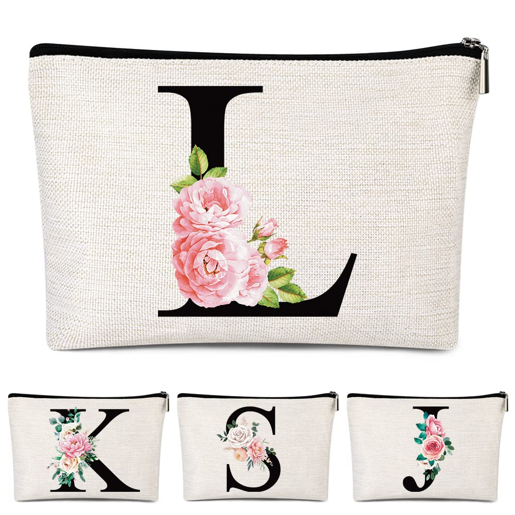 Pyotivol Monogrammed Makeup Bag for Women, Small Personalized Cosmetic Make Up Toiletry Pouch for Purse with Trendy Aesthetic Design, Ideal Travel Period Gift for Friends Bridesmaids