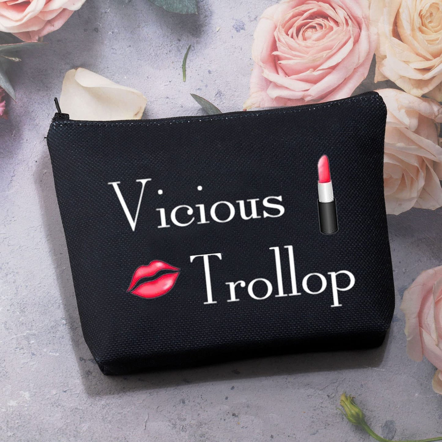 BDPWSS Vicious Trollop Bride Wedding Cosmetic Bag For Friend Bff Bride To Be Makeup Pouch Bridal Shower Gift (Vicious Trollop bl)