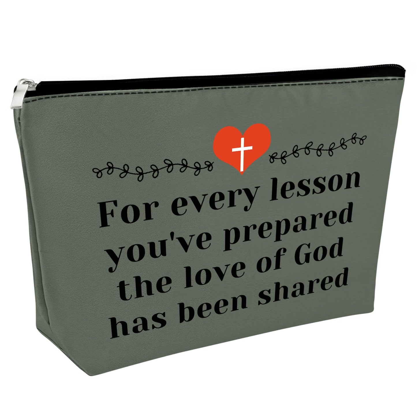 Sunday School Teacher Gift Makeup Bag Religious Gift for Women Teacher Appreciation Gift Cosmetic Bag Christian Gift for Her Funny Birthday Gift Thanksgiving Graduation Gift Travel Pouch（Gray）