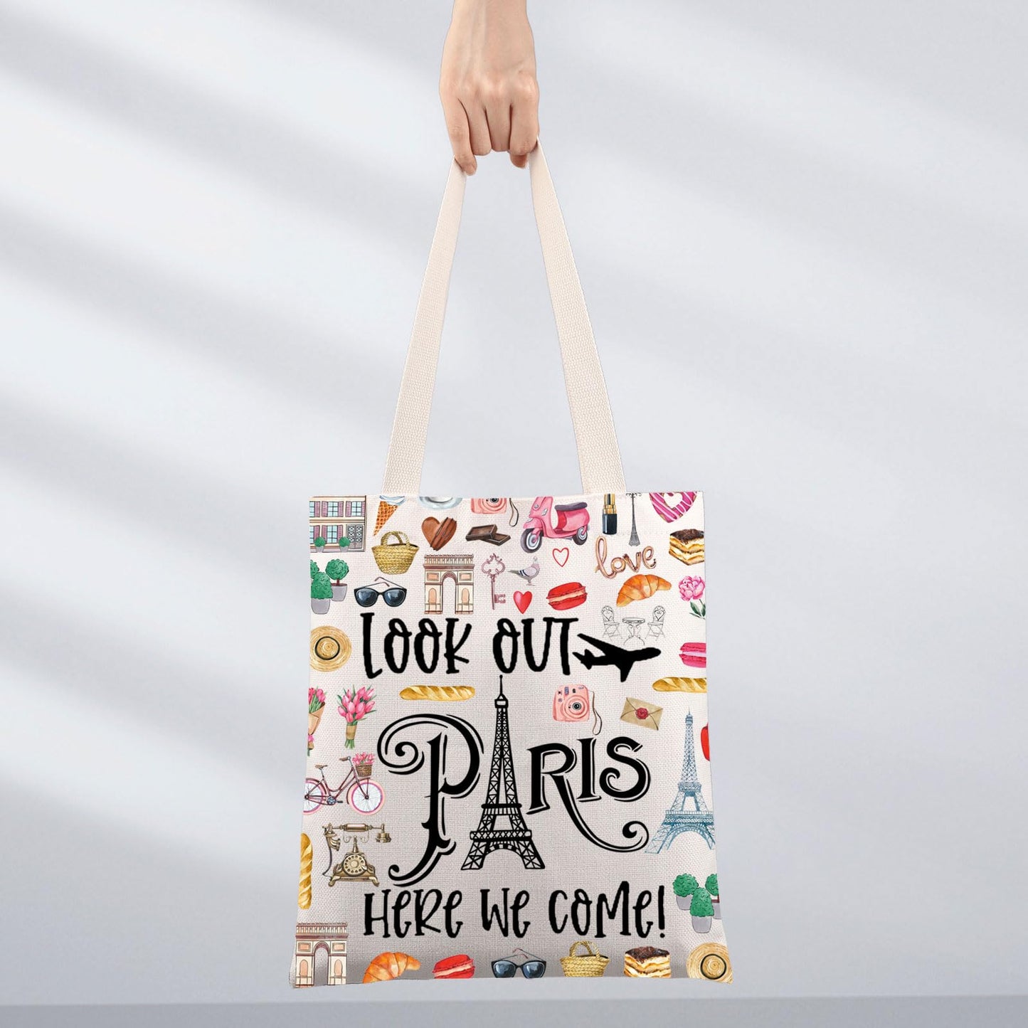 JNIAP Paris Themed Makeup Bag Paris Trip Gifts Paris Travel Bag Paris Toiletry Bag Paris Zipper Pouch Paris Makeup Pouch (look out paris tb)