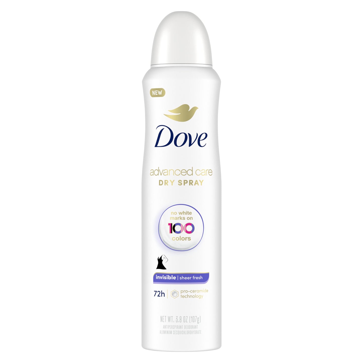 Dove Advanced Care Antiperspirant Deodorant Dry Spray Sheer Fresh Invisible antiperspirant tested on 100 colors Anti-stain antiperspirant with sweat protection 3.8 oz