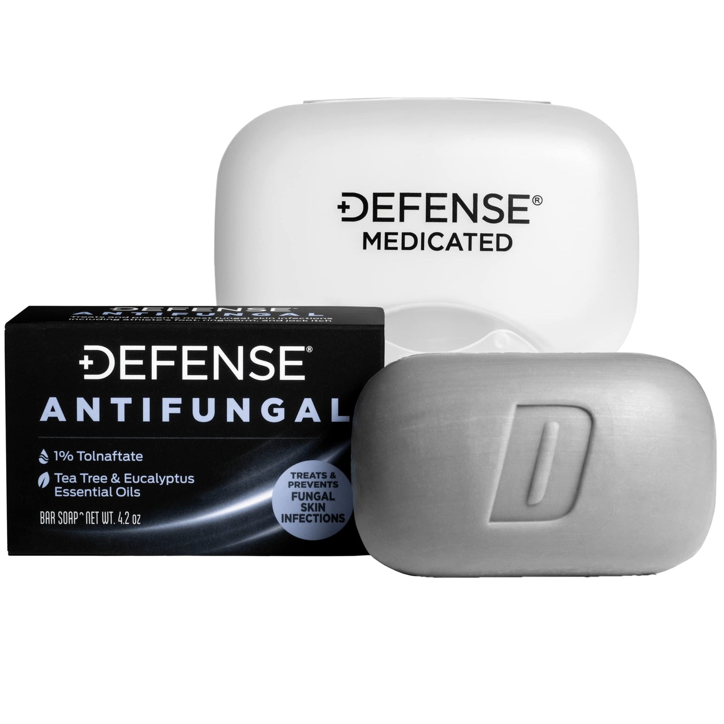 Defense Soap Peppermint 4 Oz Bar (Pack of 2), Antifungal Medicated Bar Soap, & Body Wash 32 oz - Natural Shower Gel