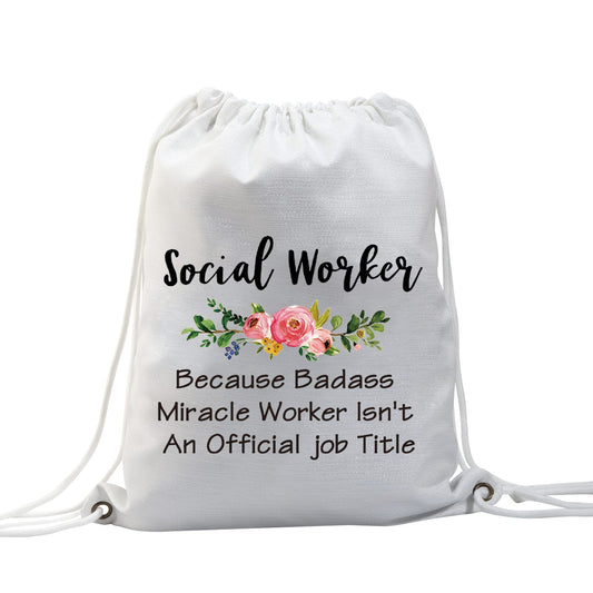 TSOTMO Social Work Appreciation Gift Social Worker Graduation Gift for Woman Because Badass Miracle Worker Isn't An Official Job Title Backpack (Social Worker Pack)