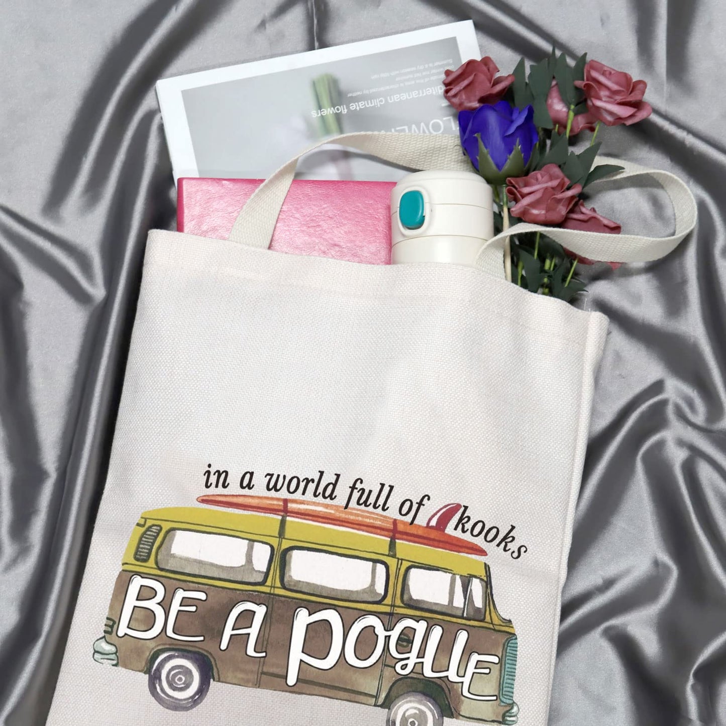 GJTIM OBX Inspired Surf Van Travel Zipper Pouch In A World Full of Kooks Be A Pouge Makeup Bag (Be A Pogue Tote)