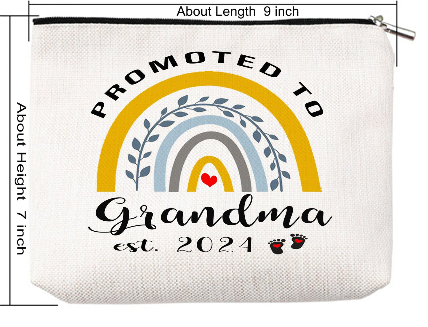 Qsavet New Grandma Gift Bag For Women, Promoted to Grandma 2024 Cosmetic Bag, Grandma To Be Gifts, Pregnancy Gifts Bag For New Nana Gigi First Time, Travel Pouch Makeup Bag Gift For New Grandma 2024