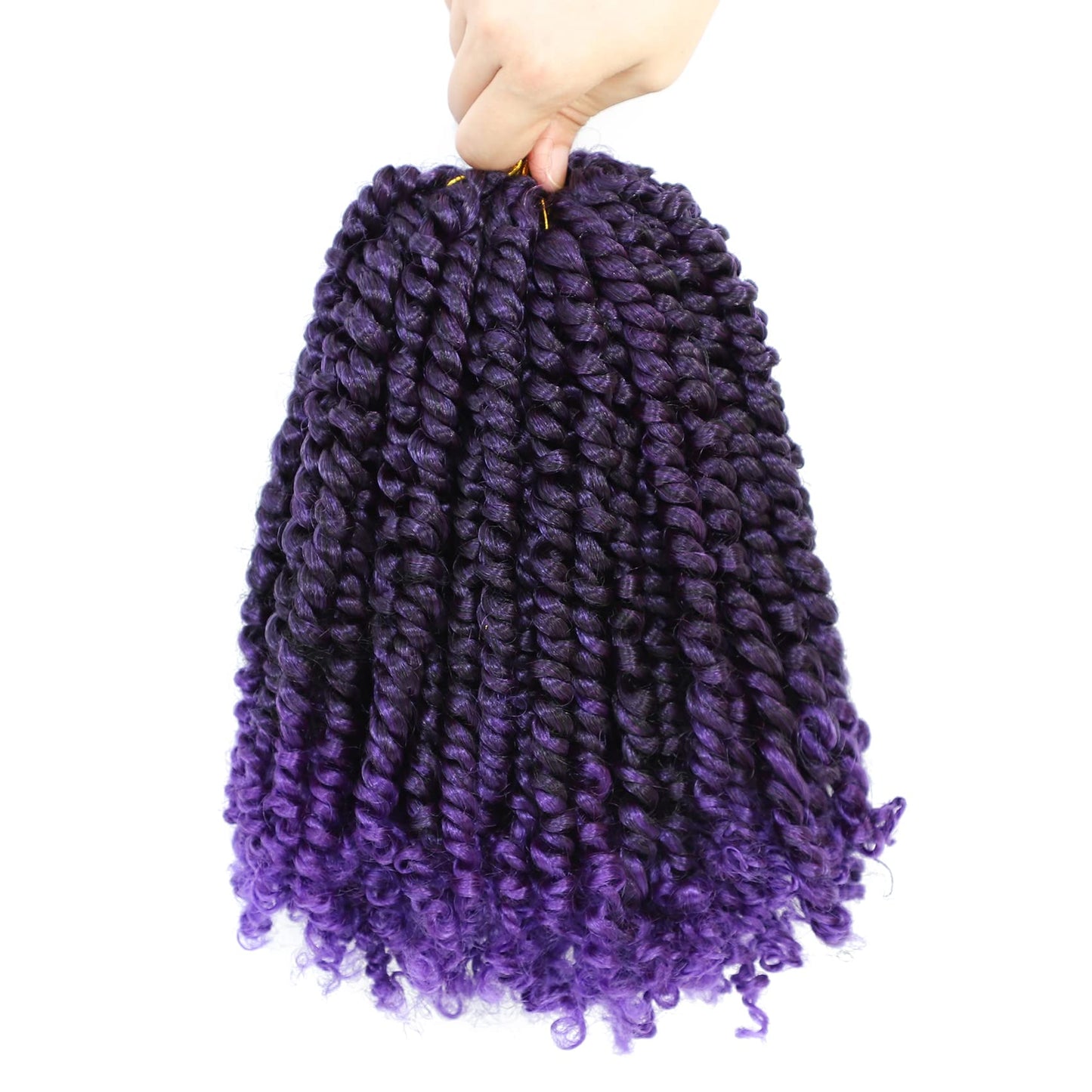 Fulcrum Passion Twist Crochet Hair 10 Inch, 8 Packs Pre Looped Passion Twist Hair, Pre-Twisted Passion Twist Crochet Hair For Black Women (10Inch (Pack of 8), 1B/Purple#)