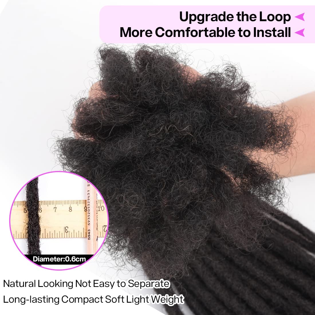 Dula A Loc Extensions Human Hair Dreadlock Extensions for Men/Women 100% Real Human Hair Permanent Dreadlock Extensions Locs Extensions Human Hair Can Be Dyed