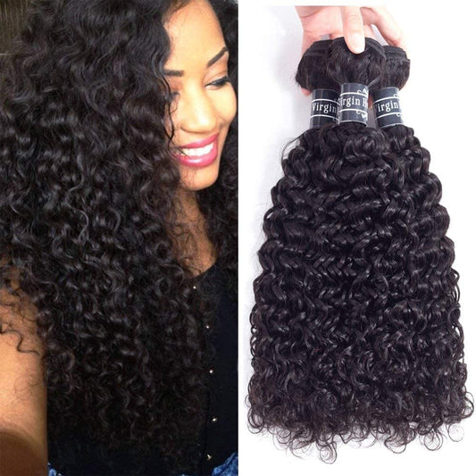 Amella Hair 8A Brazilian Curly Hair 3 Bundles Curly Weave Brazilian Human Hair Bundles 100% Unprocessed Brazilian Virgin Hair Black Color 16 18 18 inch