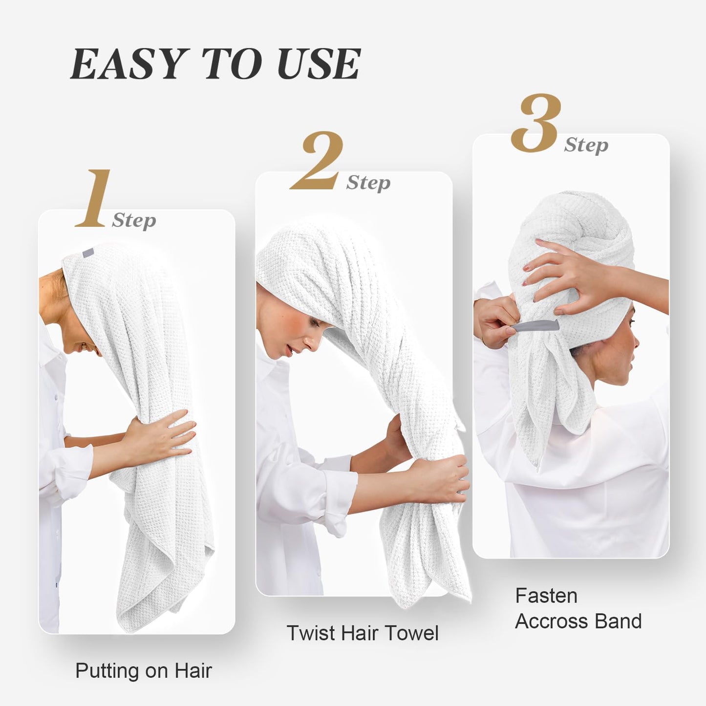 Large Microfiber Hair Towel Wrap for Women, Super Absorbent Hair Drying Towel, Anti Frizz Fast Drying Hair Turbans for Long Curly Hair Hair Wrap Towels