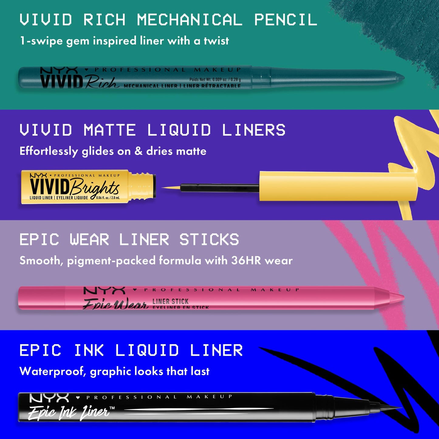 NYX PROFESSIONAL MAKEUP Mechanical Eye Pencil, Vivid Rich Mechanical, Creamy Retractable Eyeliner - Aquamarine Dream, Aqua Green Eyeliner