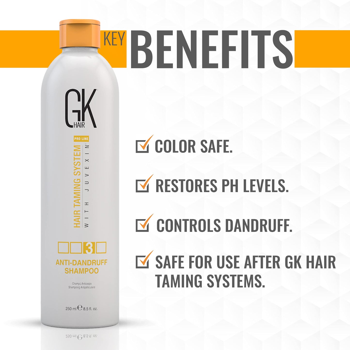 GK HAIR Anti Dandruff Shampoo 8.5 Fl Oz & Moisturizing Conditioner for Color Treated Dry Damage Curly Frizzy Thinning 10.1 Fl Oz