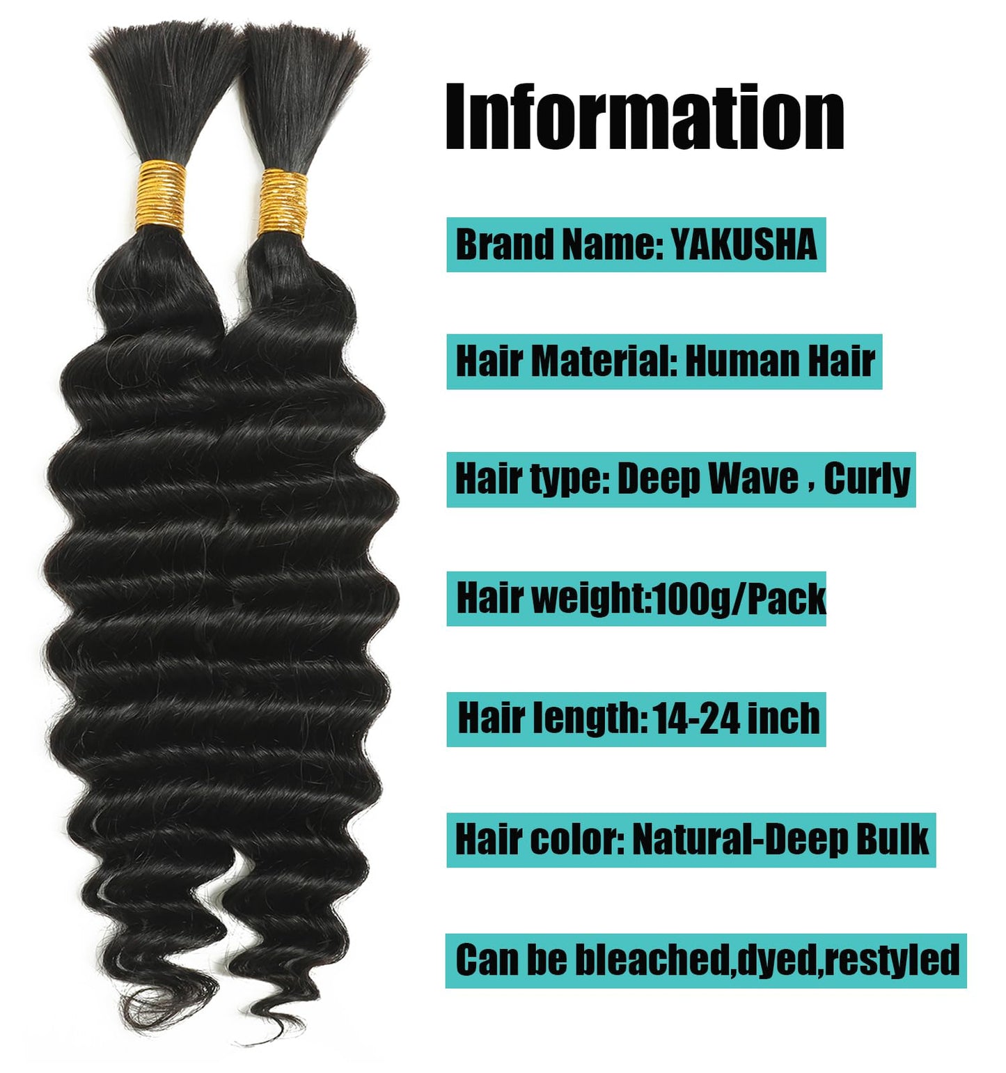 Human Braiding Hair For Boho Braids 22Inch Deep Wave Bulk Human Hair for Braiding No Weft 100g 2 Bundles Human Hair Braiding Hair Brazilian Virgin Human Hair Extensions Wet and Wavy