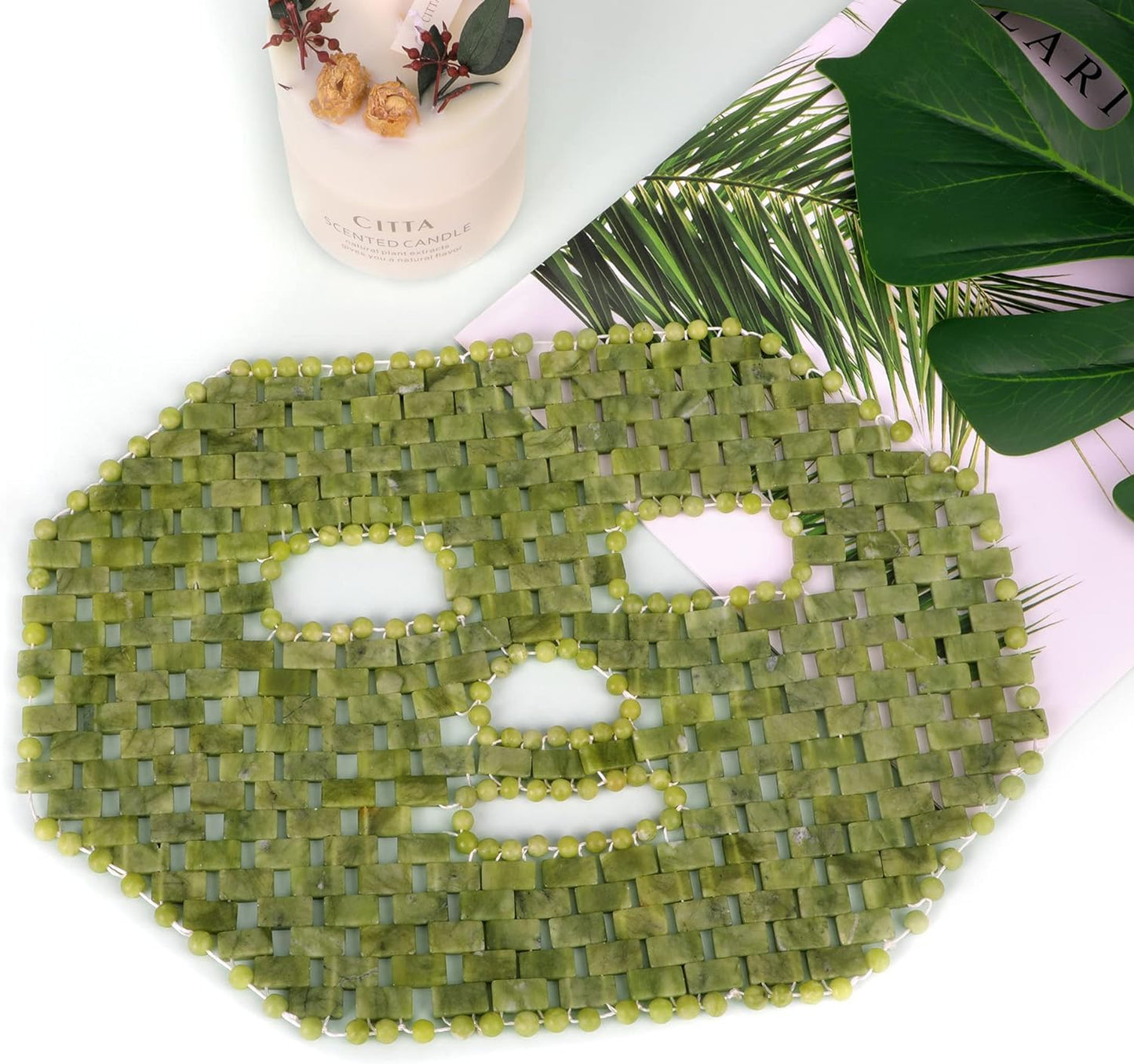 gemshan Jade Mask,100% Natural Stone Facial Mask for SPA Skincare Beauty Tools for Puffy Eyes Dark Circles