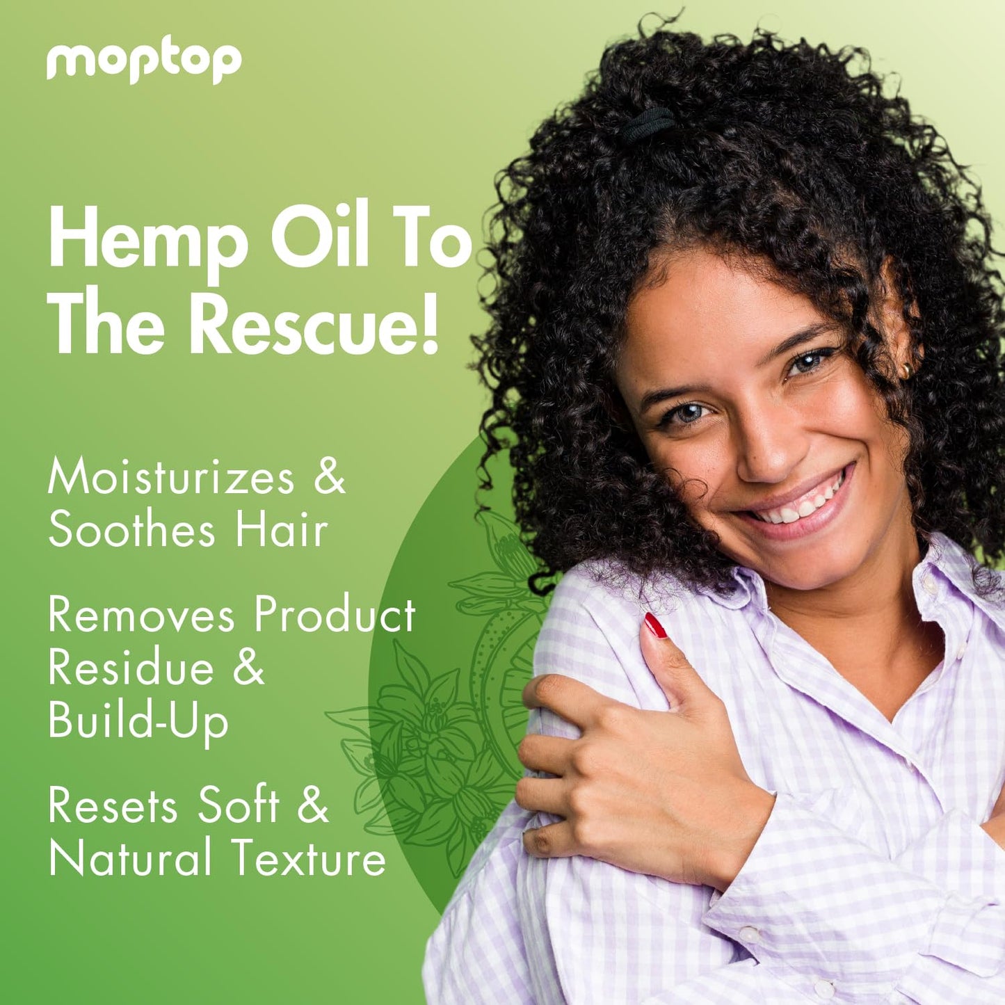 MopTop Hemp Seed Oil for Hair, Scalp Treatment, Soothes & Moisturizes, Natural Ingredients Scalp Serum, 2fl oz. (60mL), Light Citrus Scent