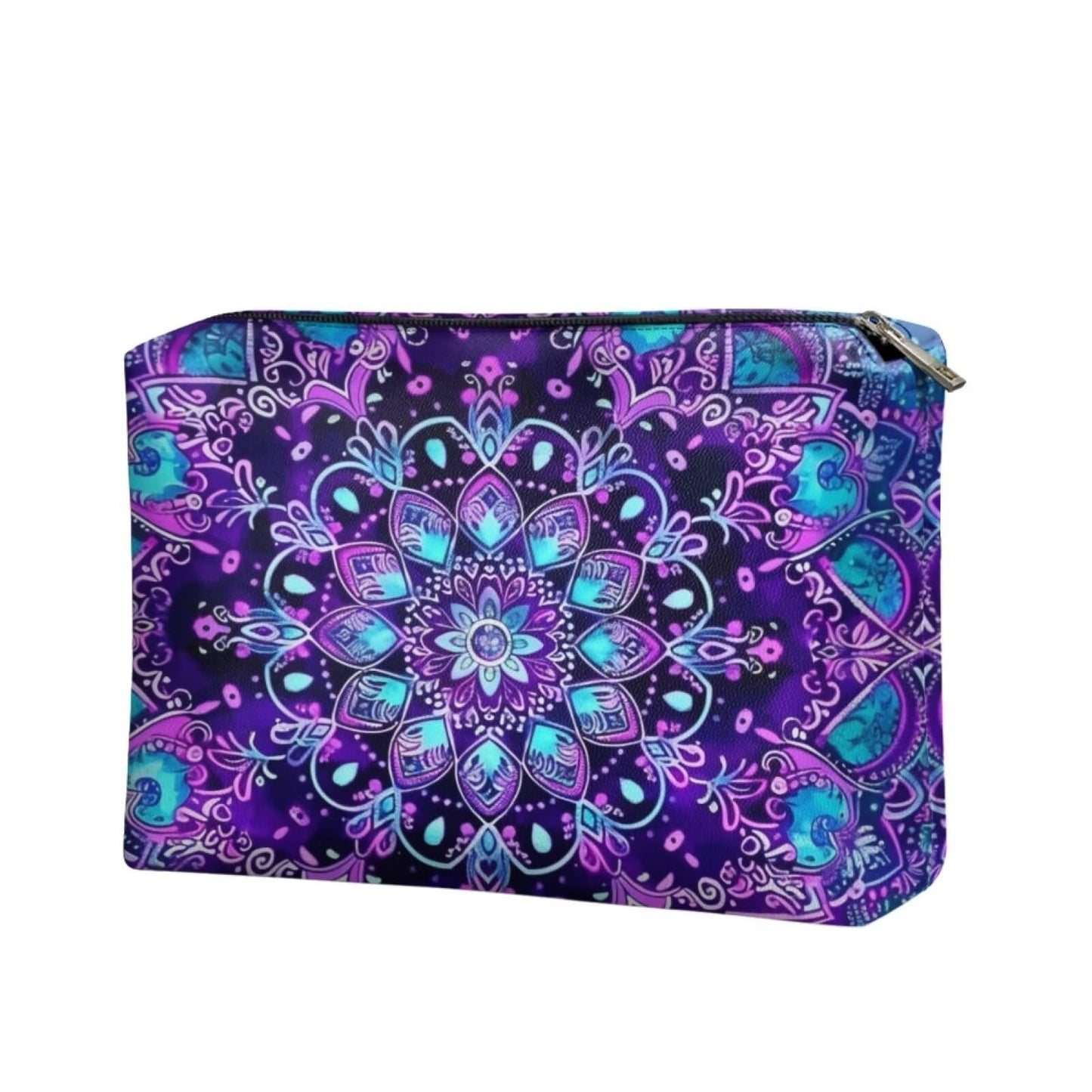 ELEDIZI Boho Flower Makeup Bag for Purse Travel Toiletry Bag Women Top Zipper Waterproof Travel Cosmetic Bags for Women Travel Makeup Skincare Organizer Bag Birthday Gifts for Women Purple Sister