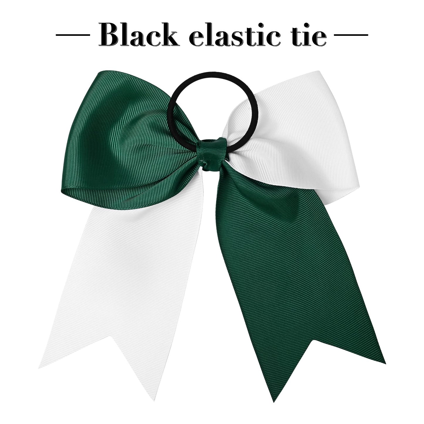 12 PCS 8" Large Cheer Bows White Green Girl Hair Bows Cheerleading Softball Bow Hair Ties Hair Accessories for cheerleaders football Competition Sports