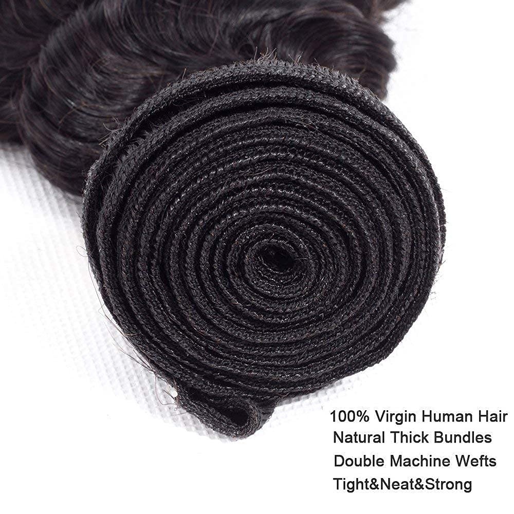 10 12 Inch Deep Wave Bundles Human Hair Deep Curly Human Hair Weave 2 Bundles 100% Unprocessed Brazilian Virgin Hair Deep Wave Bundles Human Hair Extensions for Black Women