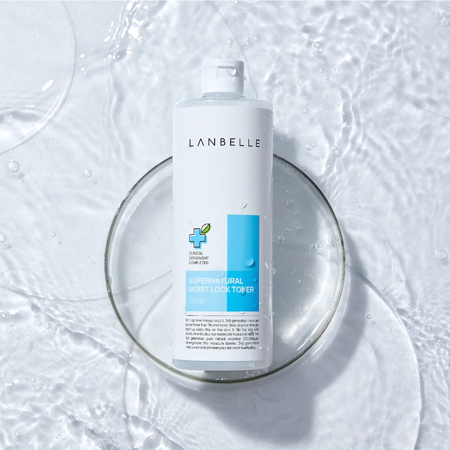 LANBELLE Supernatural Deep Moisture Facial Essence Toner 16.9 Oz Hyaluronic Acid-1k DA Ceramide Hypoallergenic pH 5.5 No-Stickiness Quick-Absorbing for Dry Sensitive Acne-Prone Skin Korean Skincare