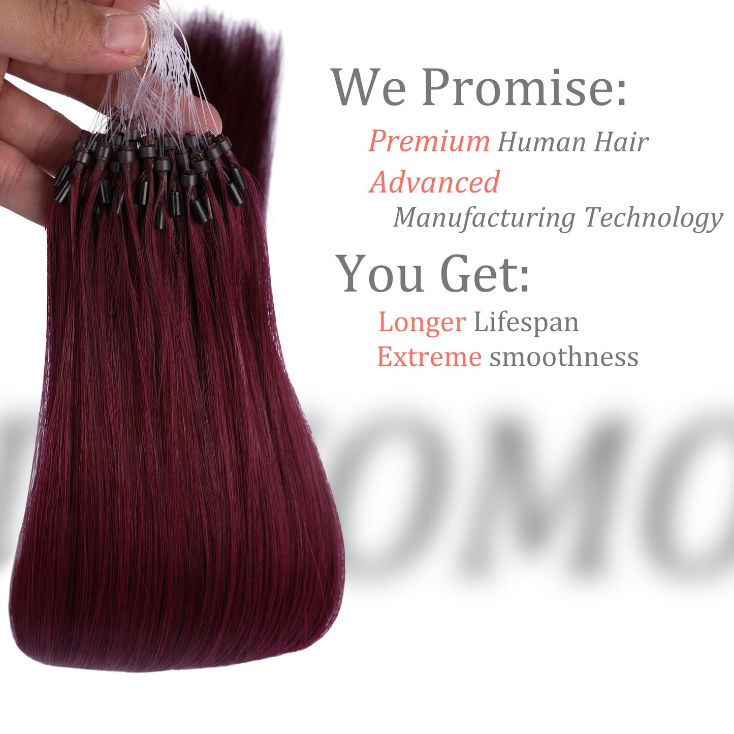 Micro Link Hair Extensions Human Hair 30g 22inch(#99J) Wine Red Microlink Hair Extensions Human Hair Microbead Hair Extensions Microlink Hair Extensions Micro Link Hair Extensions For Women