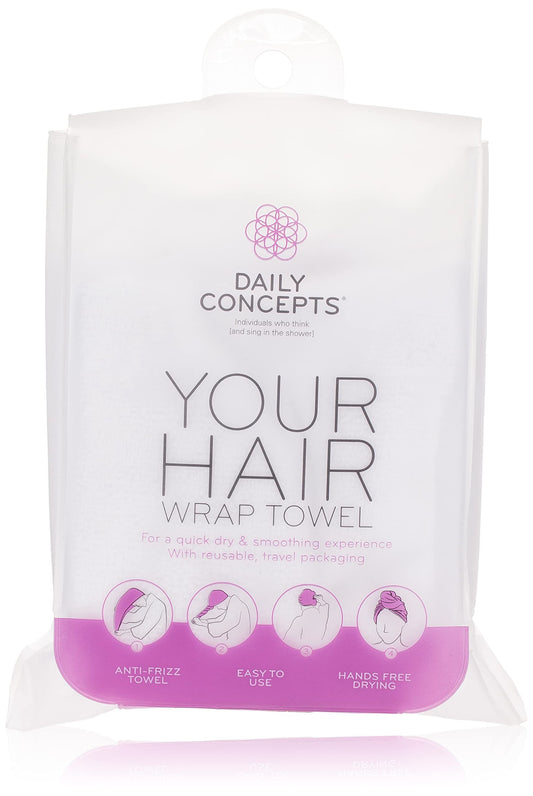 Daily Concepts Your hair towel wrap, White, 0.06 Pound pack