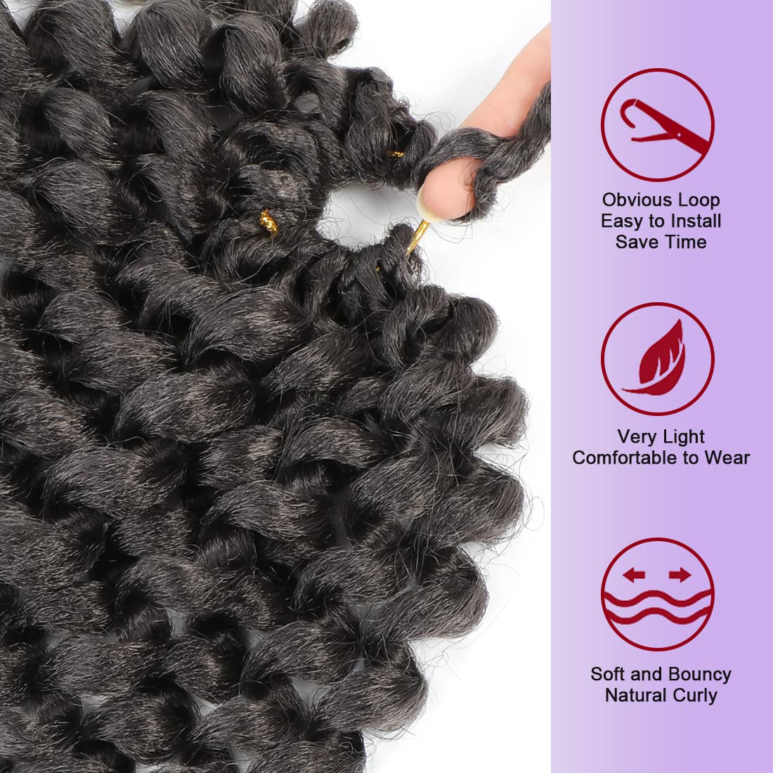 GetMaige Short Jamaican Bounce Curly Crochet Hair Extensions Synthetic 4packs/lot Ombre Brown Ocean Wave Crochet Braids For Black Women (12inch (pack of 4), 4)