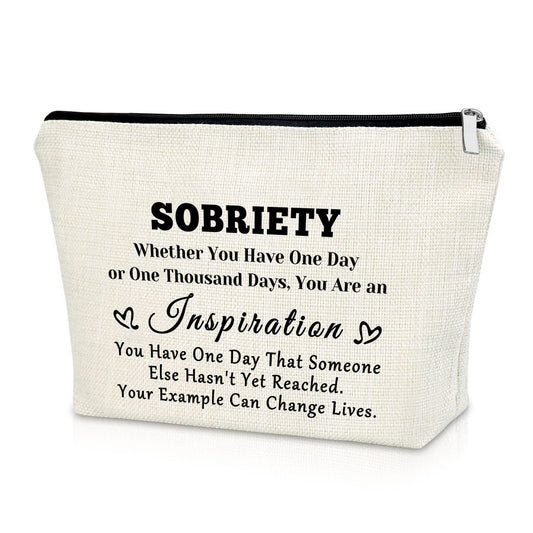 Sobriety Gift for Women Addiction Recovery Gifts Makeup Bag Encouragement Gift for Friend AA Gifts Cosmetic Bag Recovery Gift Alcoholics Anonymous Gift New Beginnings Gift Cosmetic Travel Pouch