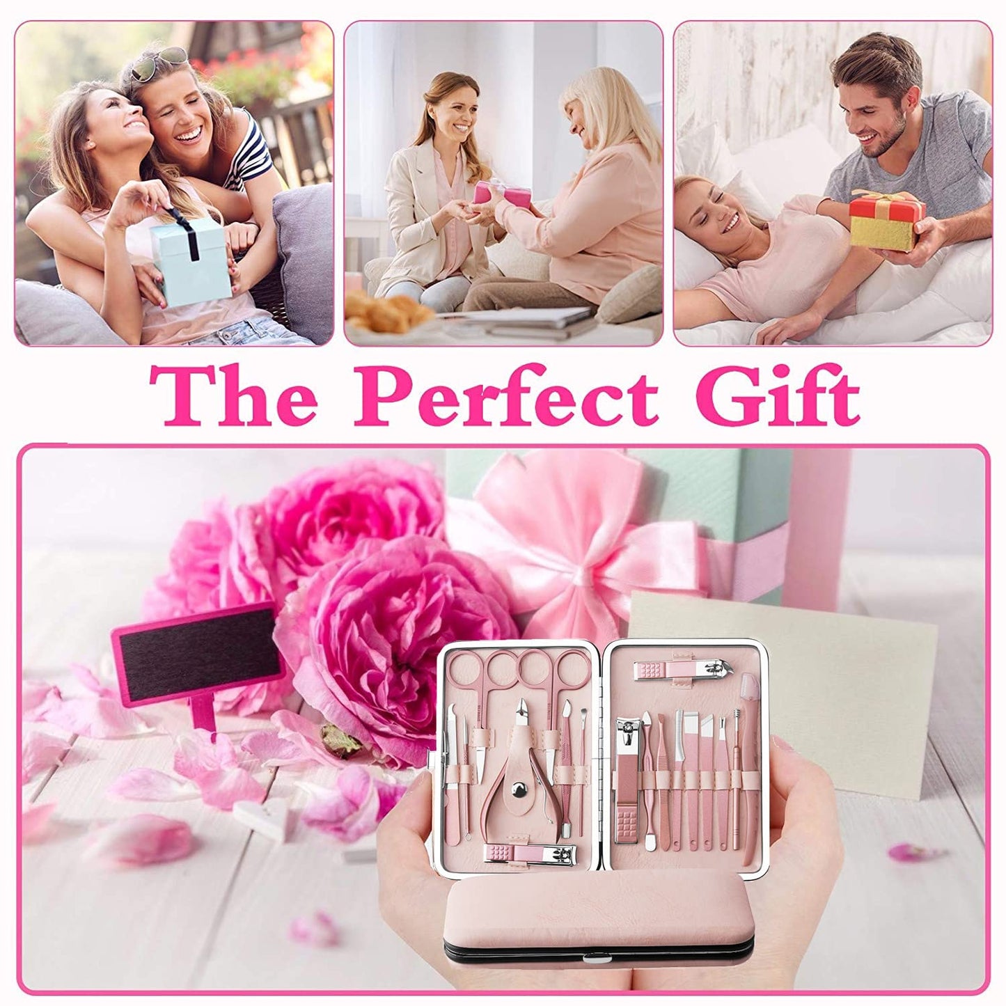 Manicure Sets For Women Gift Manicure set Prosesional, Nail Clippers Manicure Kit Pedicure Kit 18 in 1 Aceoce Luxury Manicure Pedicure Set kit Travel Gifts Choice for Women Mother Men