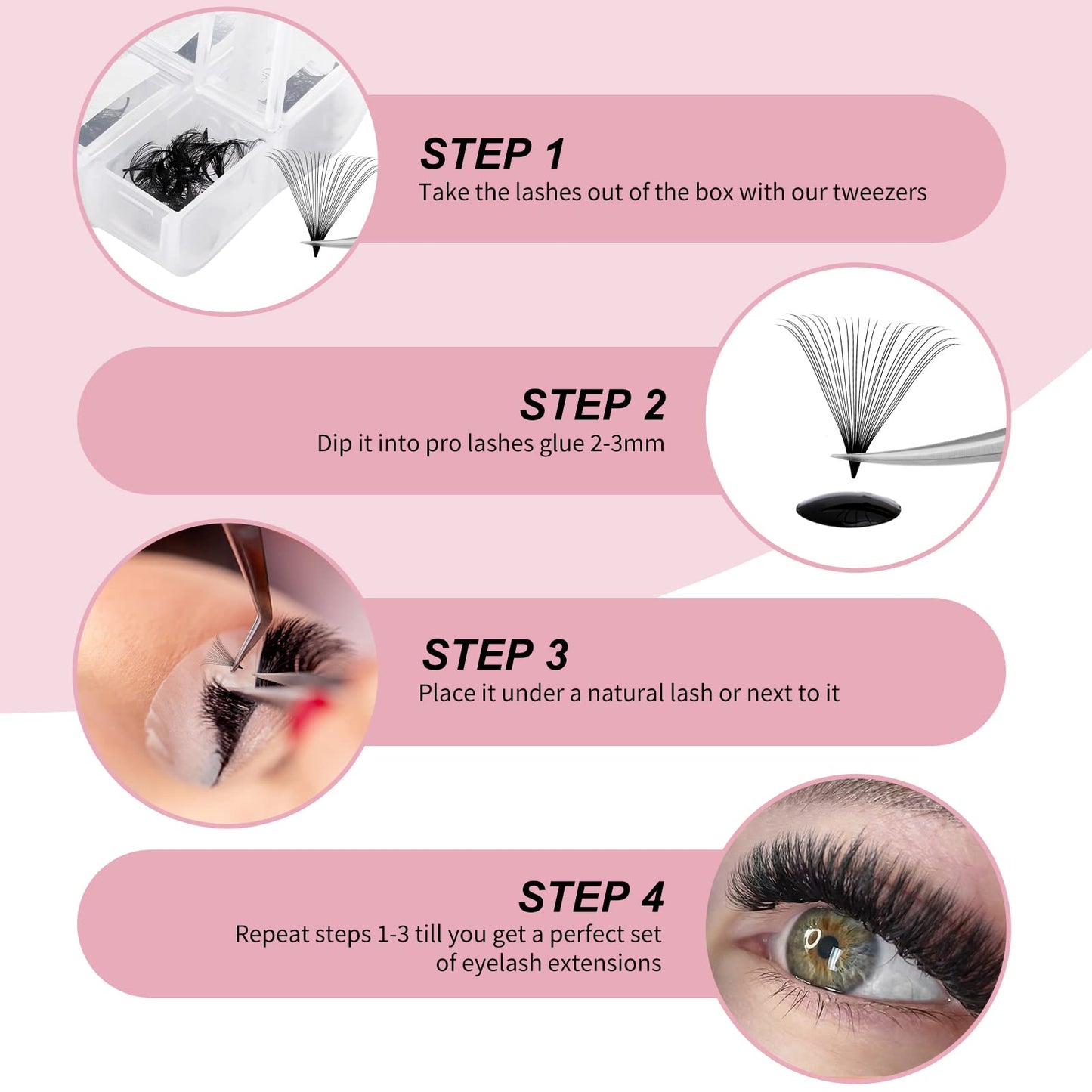 Lash Extension 30D Premade Fans Eyelash Extensions 600pcs Pre Made Fans Lash Extensions Premade Lash Fans Volume Lash Extensions D Curl Eyelash Extension Premade Fans (30D-0.07D-8-15mm)