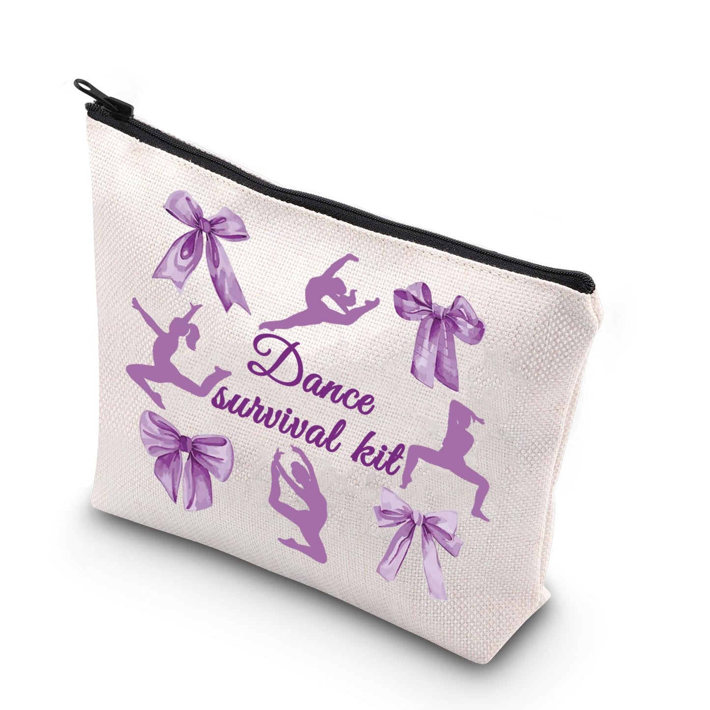 WCGXKO Dancer Survival Kit Dancer Gift Zipper Pouch Makeup Bag for Dance Instructor Dance Recitals and Dance Teams (Dance bow)