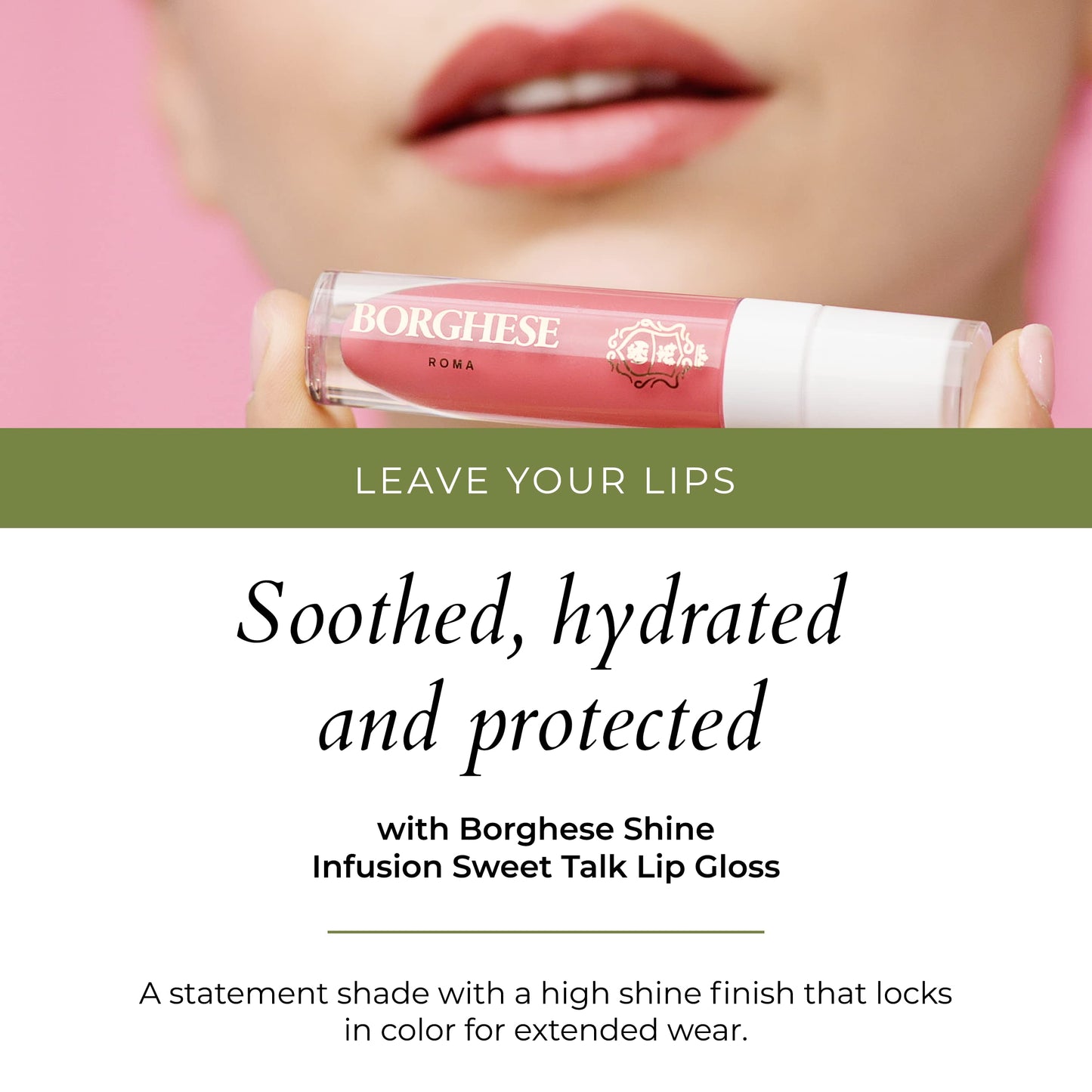 Borghese Shine Infusion Nude Lip Gloss, Long Lasting - Sweet Talk Gloss Shade, 0.08 Fl Oz