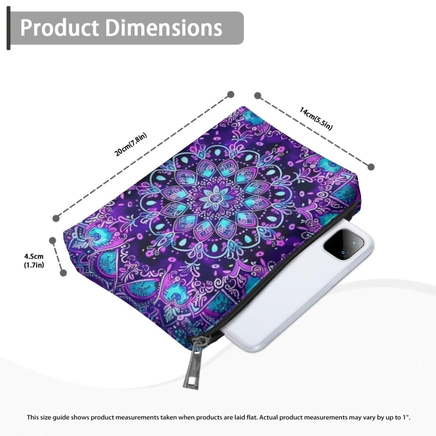 ELEDIZI Boho Flower Makeup Bag for Purse Travel Toiletry Bag Women Top Zipper Waterproof Travel Cosmetic Bags for Women Travel Makeup Skincare Organizer Bag Birthday Gifts for Women Purple Sister