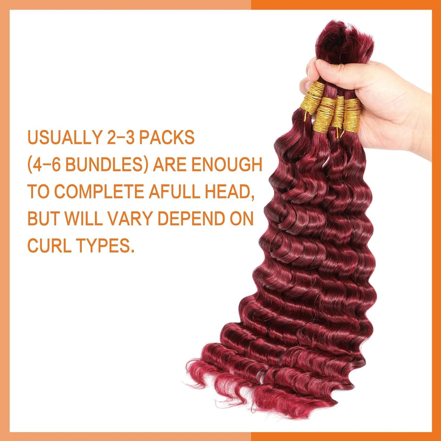 Labamiya Curly Burgundy Braiding Human Hair 100g 18 Inch 99J Burgundy Deep Water Wave Bulk Human Hair for Braiding No Weft Brazilian Virgin Deep Curly Human Hair Extensions for Boho Braids