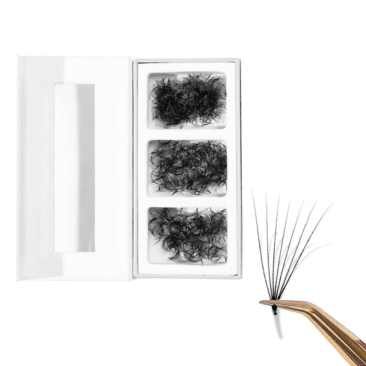 GLAMOREYELASH 750 Promade Fans Loose Mix, Natural Eyelashes Extensions 3D-16D, Handmade Individual Lashes 0.03/0.05/0.07mm Thickness, C CC D, 8-16mm Length for Fluffy Eyelash Cluster (7D-0.05-C, 14-15-16mm)