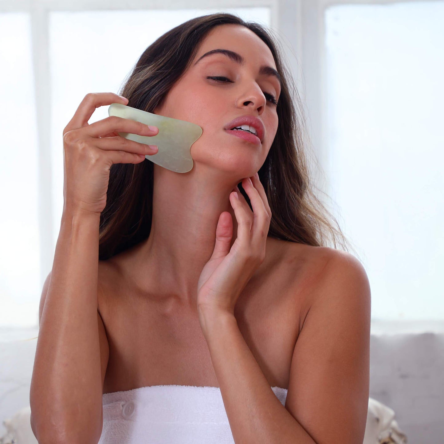 DAILY CONCEPTS Gua Sha Essentials: Gua Sha Jade Facial Tool + Wooden Body Gua Sha Tool