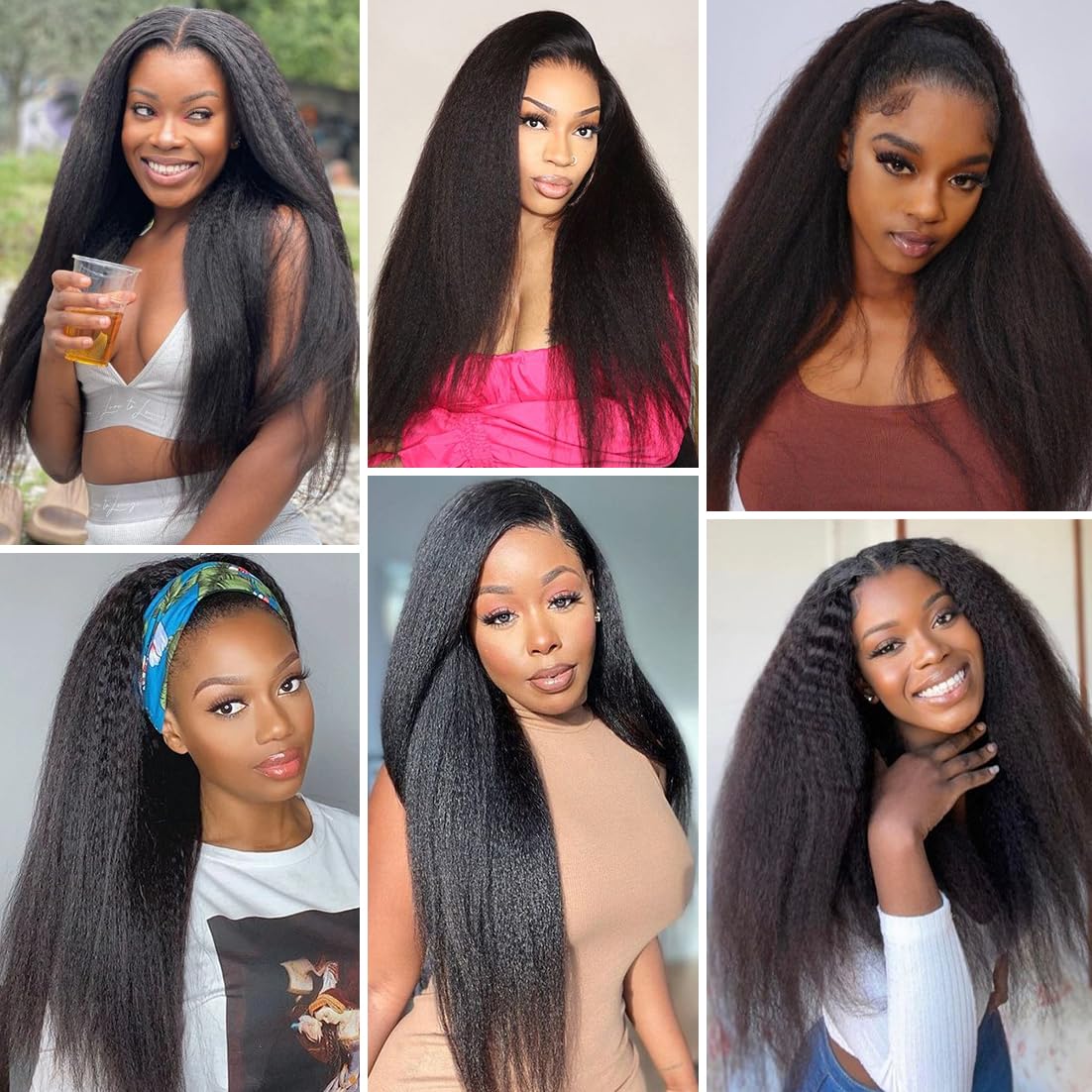 Brazilian Virgin Kinky Straight Clip in Hair Extensions 8Pcs/lot 120g With 18 Clips Yaki Straight Clip in Hair Extension Real Human Hair Natural Black Color For Black Women (20Inch)