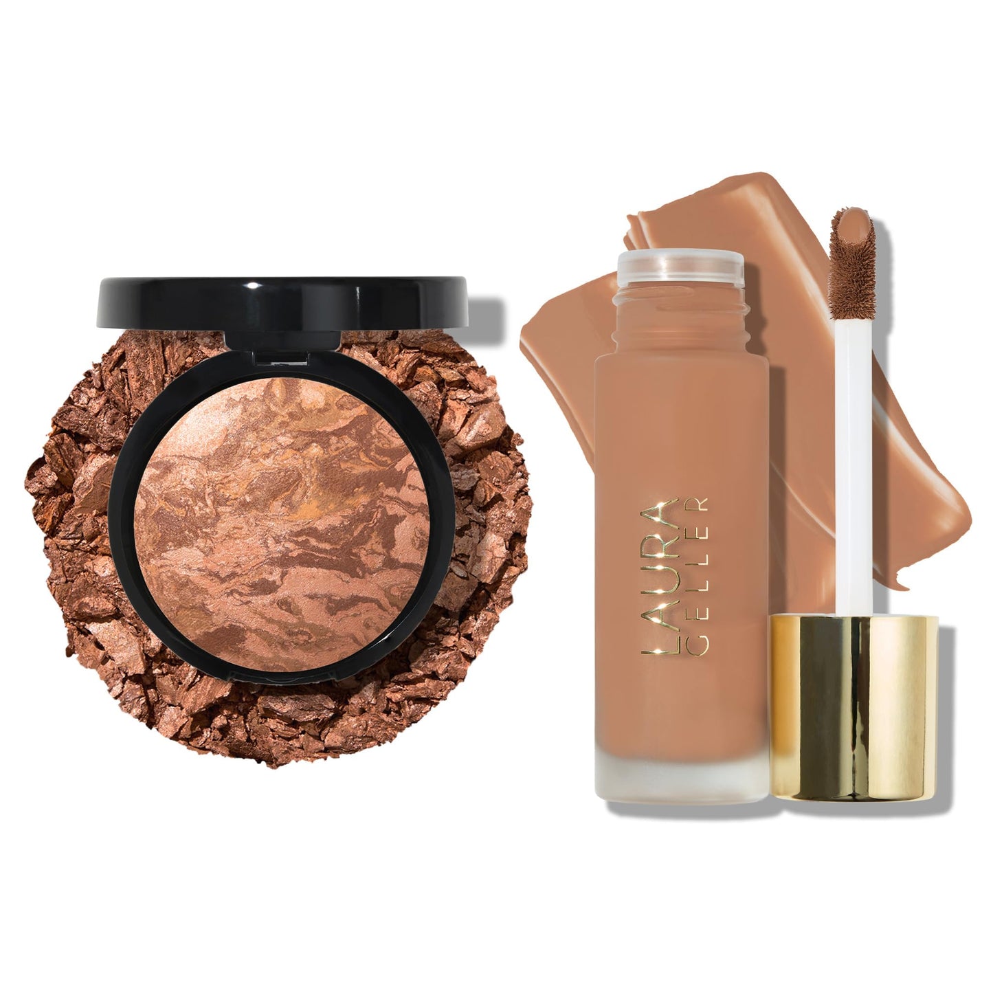 LAURA GELLER NEW YORK Baked Balance-n-Glow Illuminating Foundation + Double Take Full Coverage Liquid Foundation - Tan