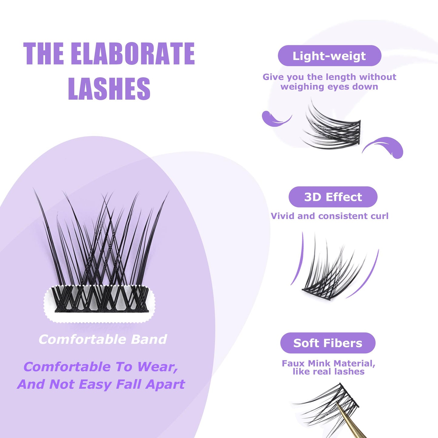 GAQQI Lash Clusters, Eyelash Clusters 120PCS C Curl Individual Lashes, Wispy Cluster Eyelash Extension 16mm Only, Natural Looking Cluster Lashes （GQ03, C Curl, 16mm)