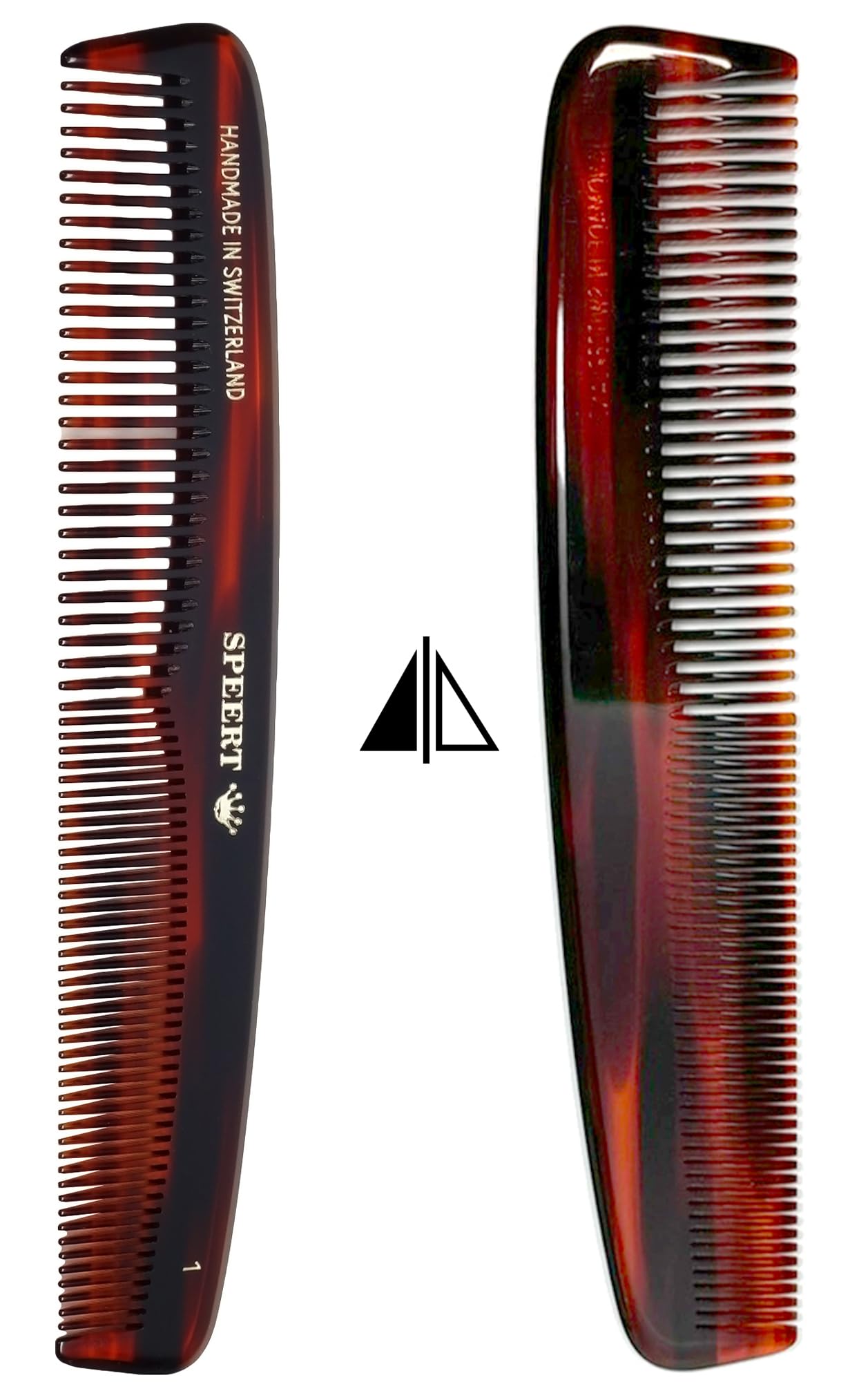 Speert #1619 Handmade Wide Tooth Mustache Comb - Small Tortoise Havana Acetate, Coarse Hair Pocket Sized Grooming Tool, Tangle Free Straightener for Beard Growth and Styling, Wet or Dry Use