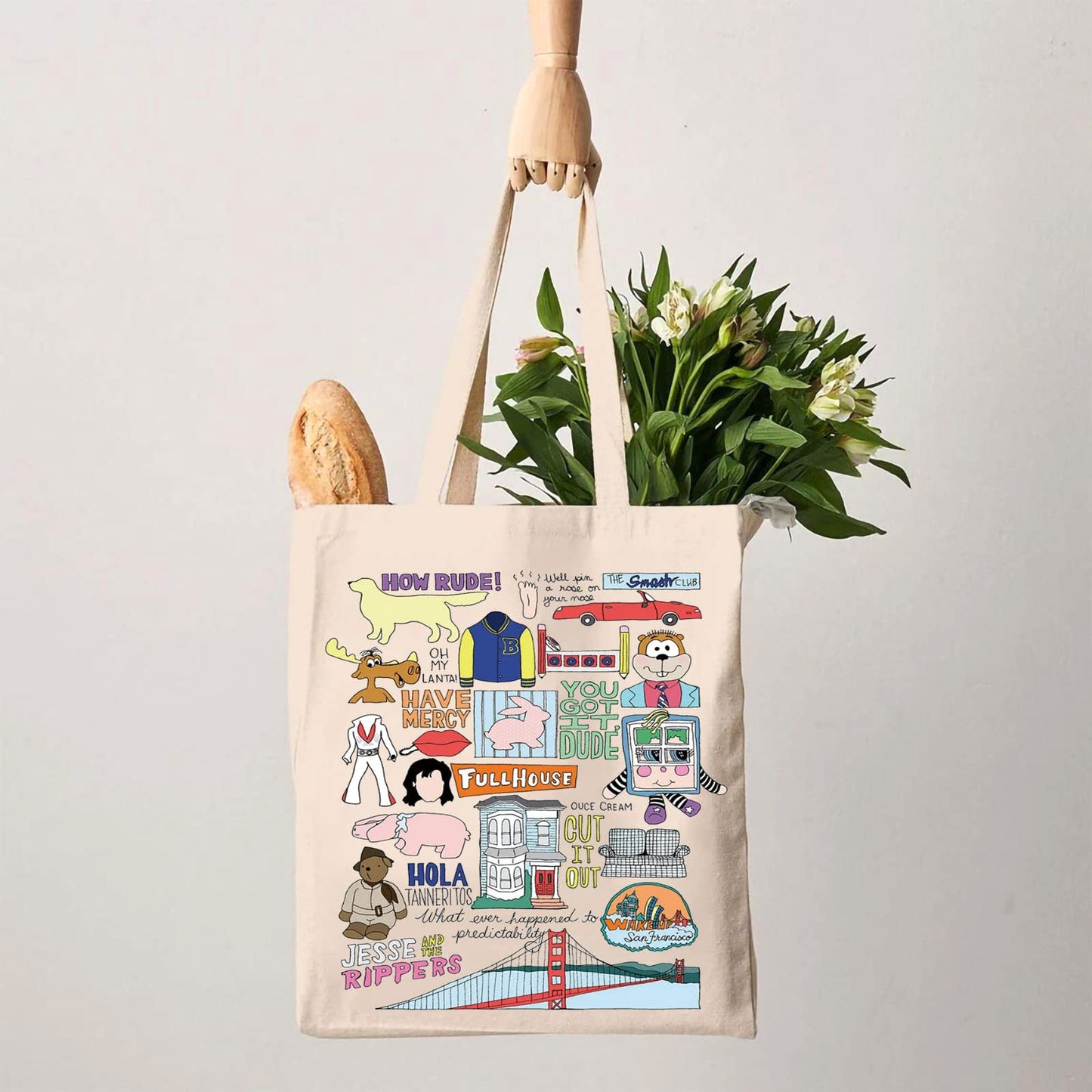 G2TUP F-House TV Show Inspired Gift Jesse and the Rippers Tote Bag F-House Quotes Handbag 90s TV Show Merchandise (Jesse and the Rippers Handbag)