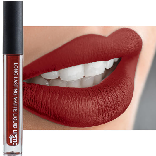 Mynena Brownish Red Long-Lasting Matte Liquid Lipstick | Intense Color, Smudge-Proof & Waterproof | Comfortable, Hydrating Shea Butter | Vegan & Cruelty-Free | Sienna