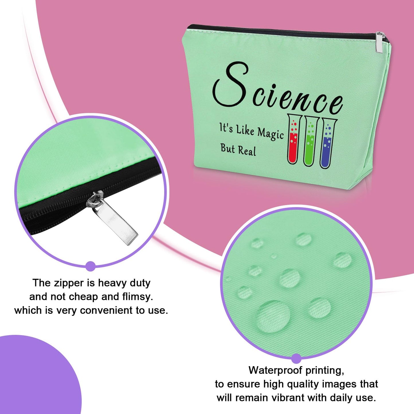 Sazuwu 2PCS Science Teacher Gifts for Women Makeup Bag Scientist Gifts for Her Science Lovers Gifts Ideas Cosmetic Bag Science Themed Gifts for Adults Birthday Christmas Gifts Travel Pouch