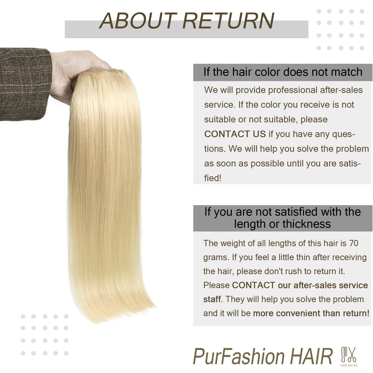 PurFashion Clip in Hair Extensions Human Hair, Color 613 Bleach Blonde Soft Hair Extensions, 70g/package 100% Real Remy Human Hair